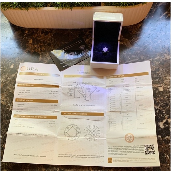 Moissanite Classic 6 prong setting 3 ct moissanite solitaire - Picture 7 of 8